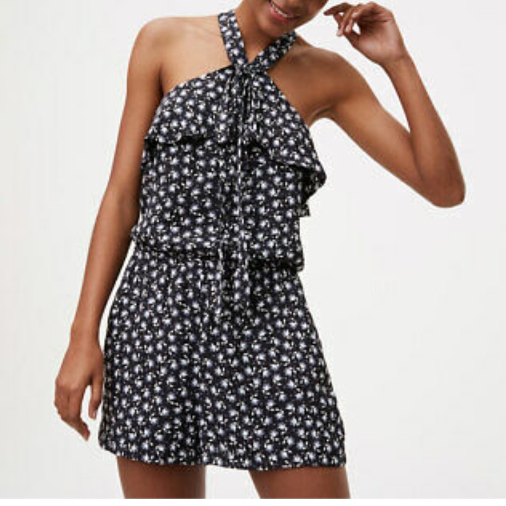 NWT LOFT bluebell flounce halter neck romper